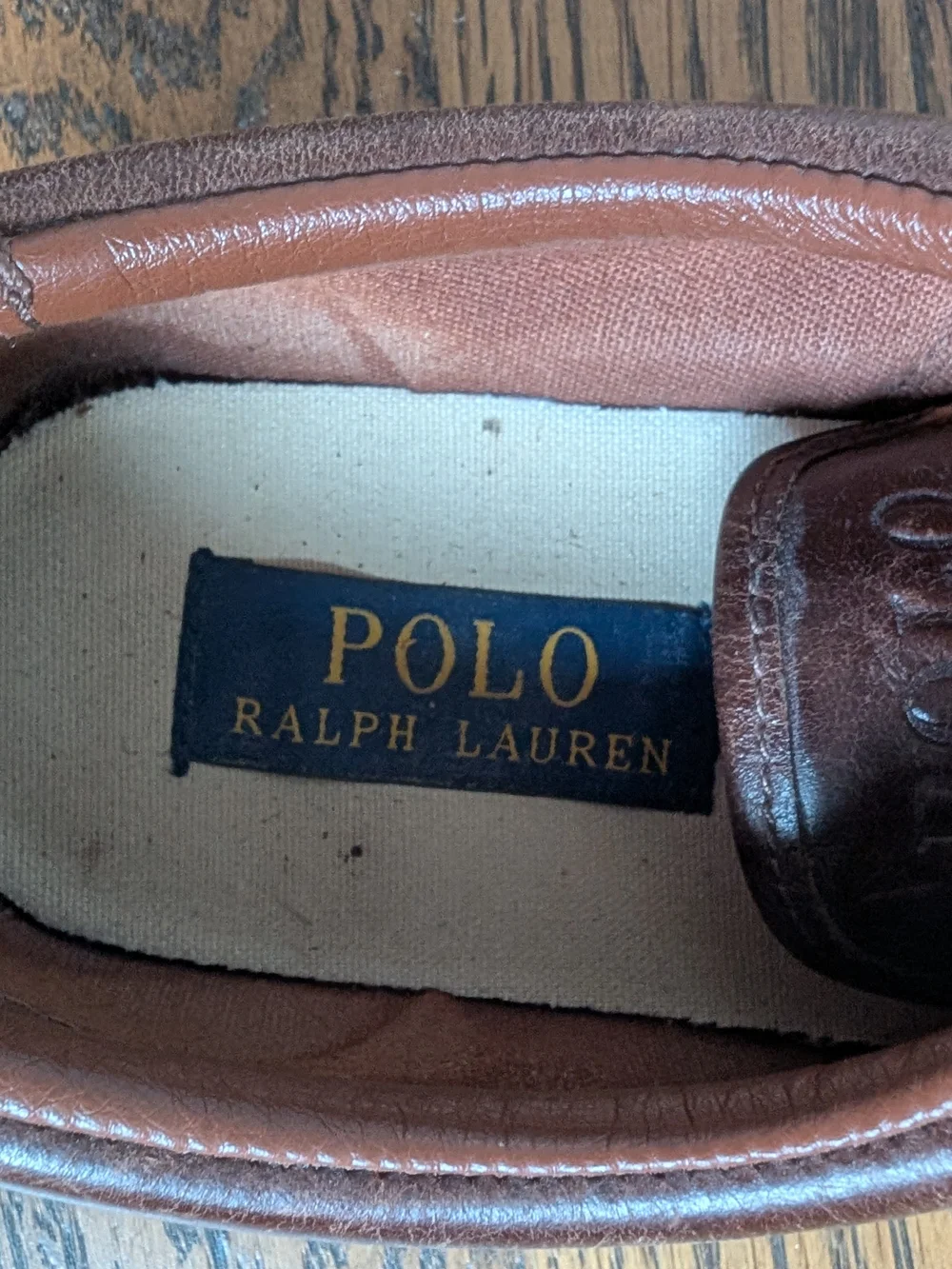 Polo Ralph Lauren Vaughn Saddle Sneaker Men's Size 7D Flax Linen Leather Blue